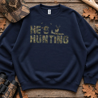 Distressed Hes Hunting Camo Sweatshirt in Navy
