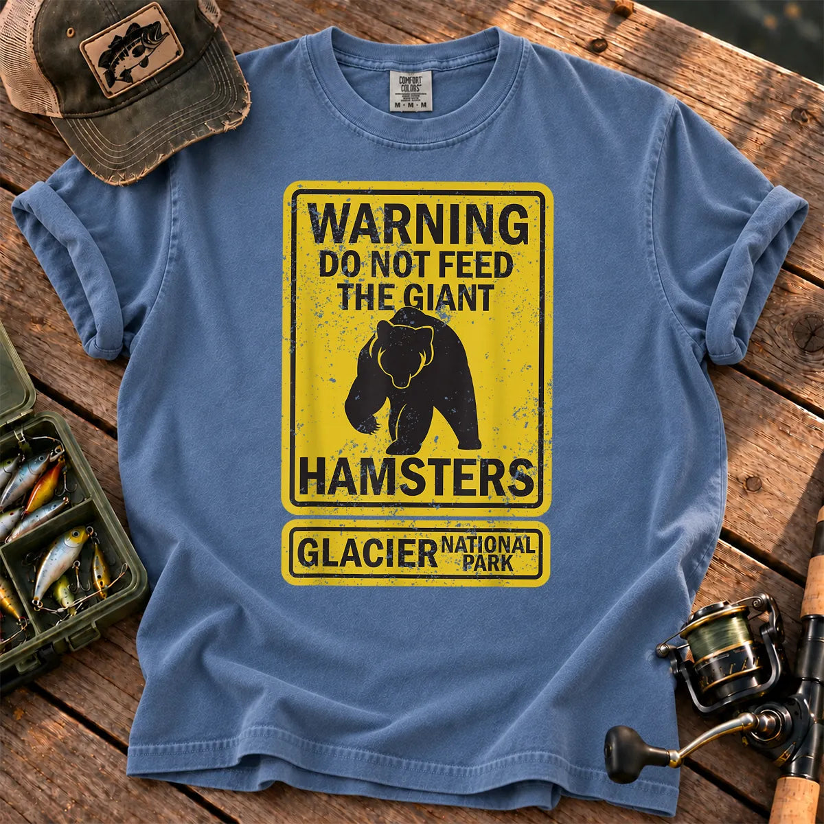 Do Not Feed Giant Hamsters Glacier T-Shirt in Blue Jean