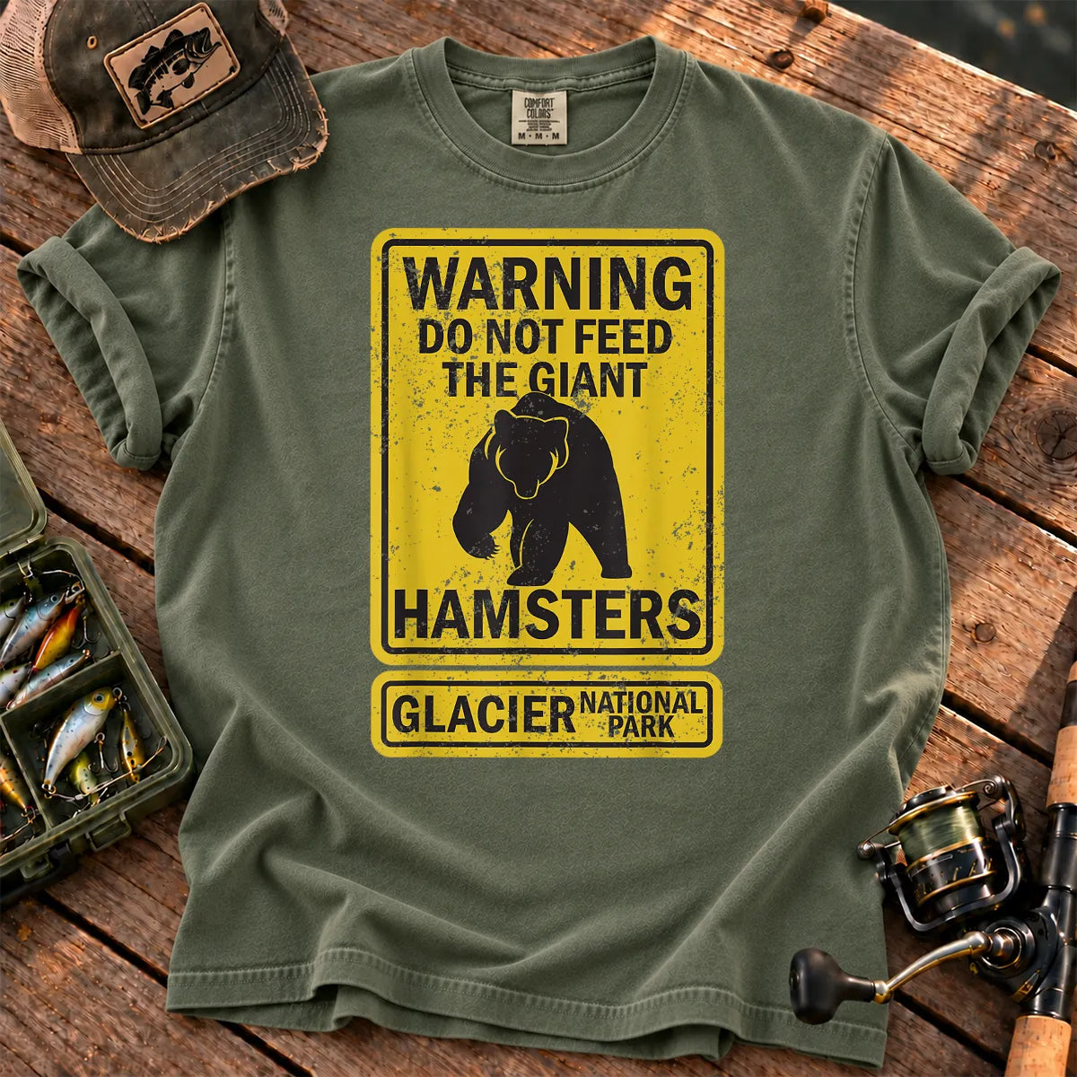 Do Not Feed Giant Hamsters Glacier T-Shirt in Moss