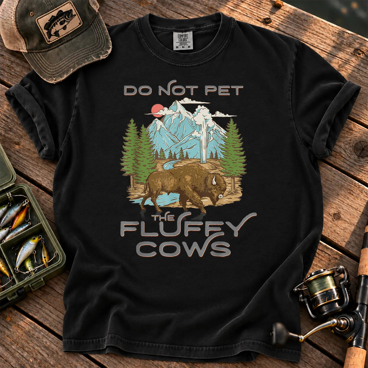Do Not Pet Fluffy Cows Yellowstone Bison T-Shirt in Black