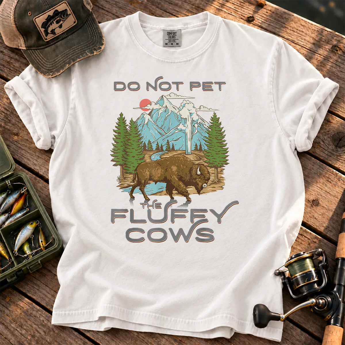Do Not Pet Fluffy Cows Yellowstone Bison T-Shirt in White