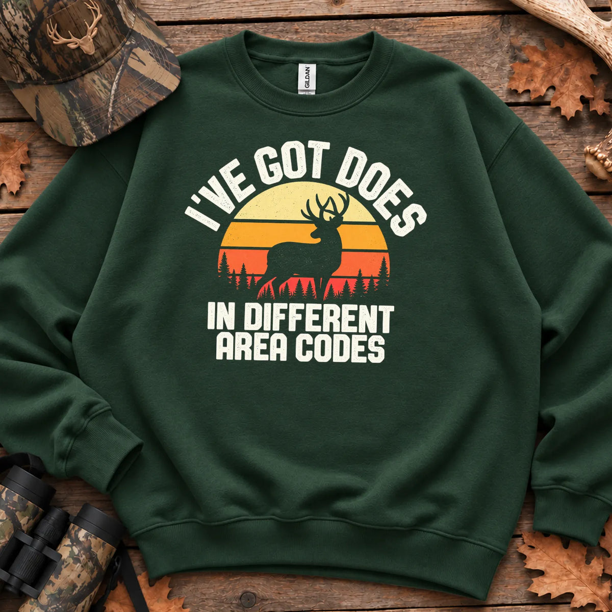 Does in Different Area Codes Sweatshirt in Forest Green