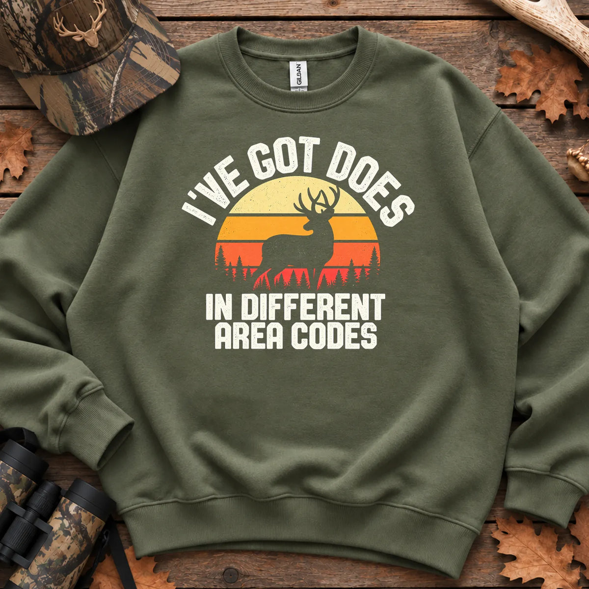 Does in Different Area Codes Sweatshirt in Military Green