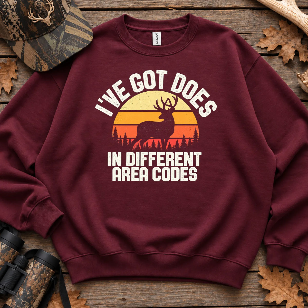 Does in Different Area Codes Sweatshirt in Maroon