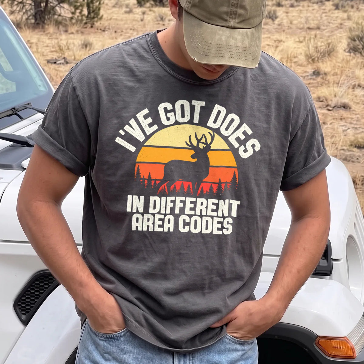 Does in Different Area Codes T-Shirt Men model in Pepper