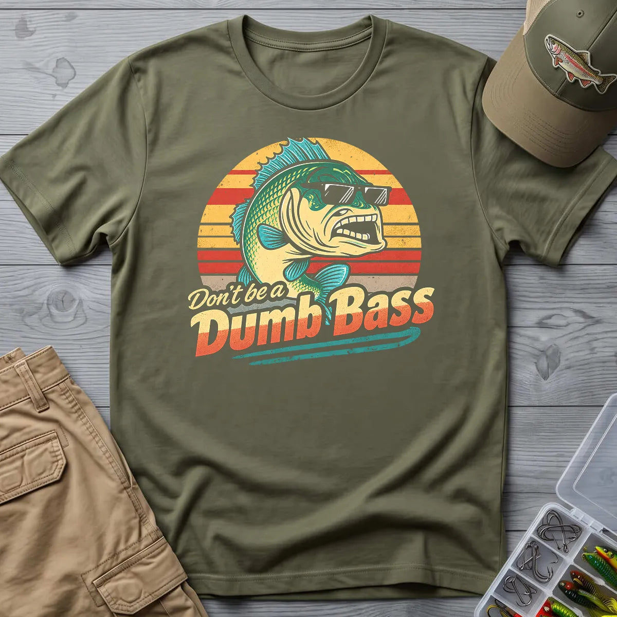 Don't Be a Dumb Bass T-Shirt in Military Green