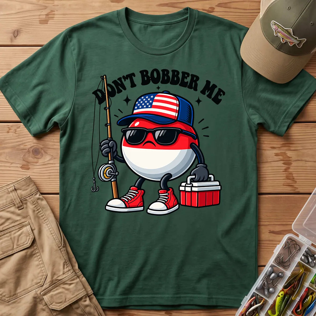 Don't Bobber Me Patriotic T-Shirt in Forest Green