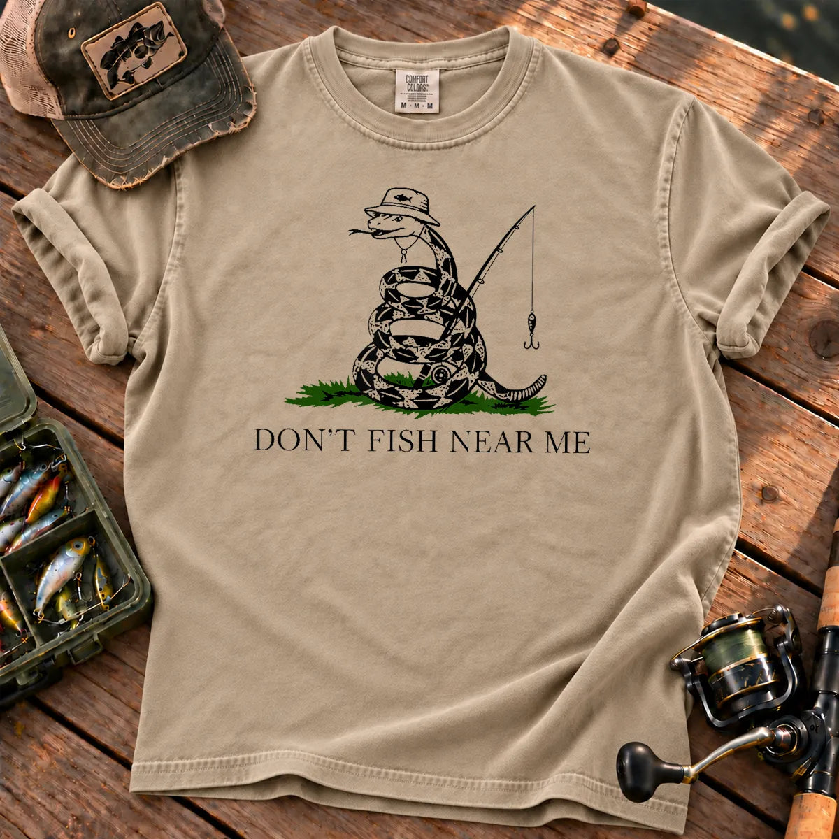 Don't Fish Near Me T-Shirt in Sandstone