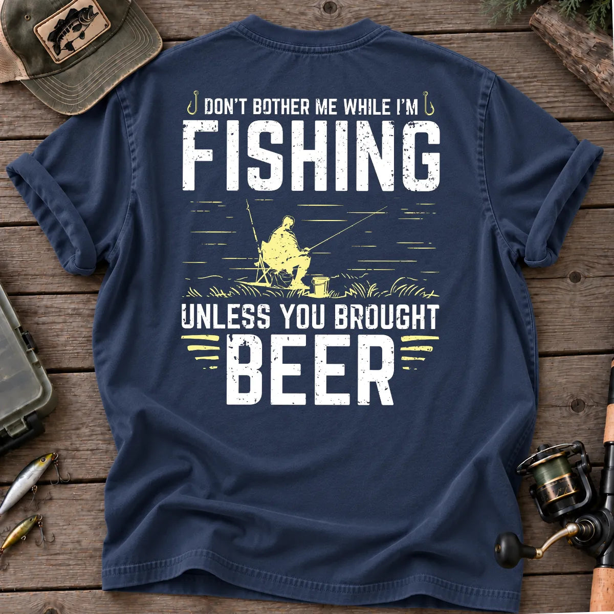 Don't Bother Me While I'm Fishing T-Shirt in True Navy