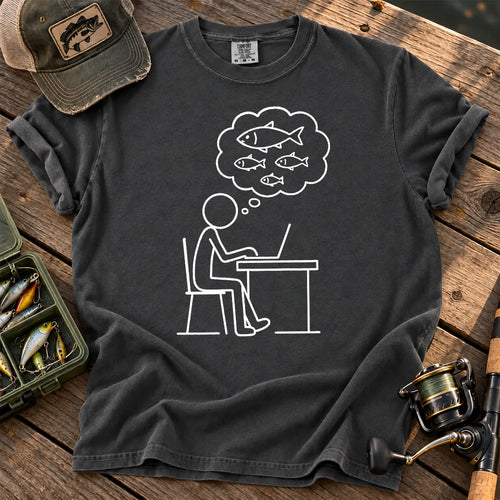 Dreaming of Fishing at Work T-Shirt in Pepper