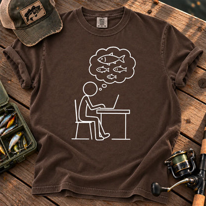 Dreaming of Fishing at Work T-Shirt in Espresso