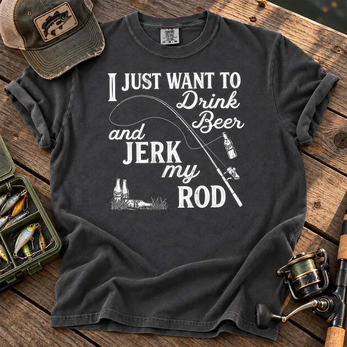 Drink Beer and Fish T-Shirt in Pepper