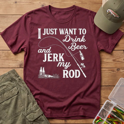 Drink Beer and Fish T-Shirt in Maroon