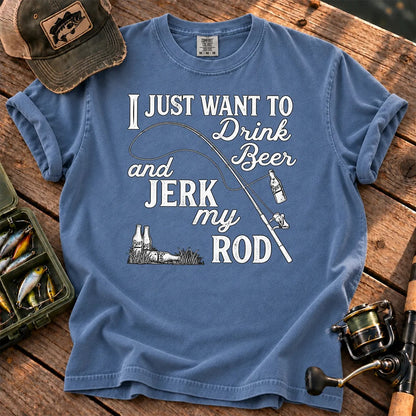 Drink Beer and Fish T-Shirt in Blue Jean