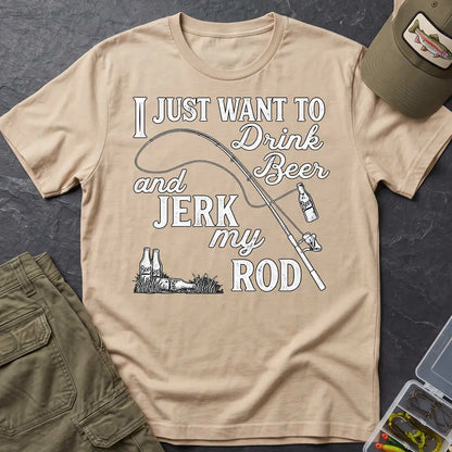 Drink Beer and Fish T-Shirt in Sand
