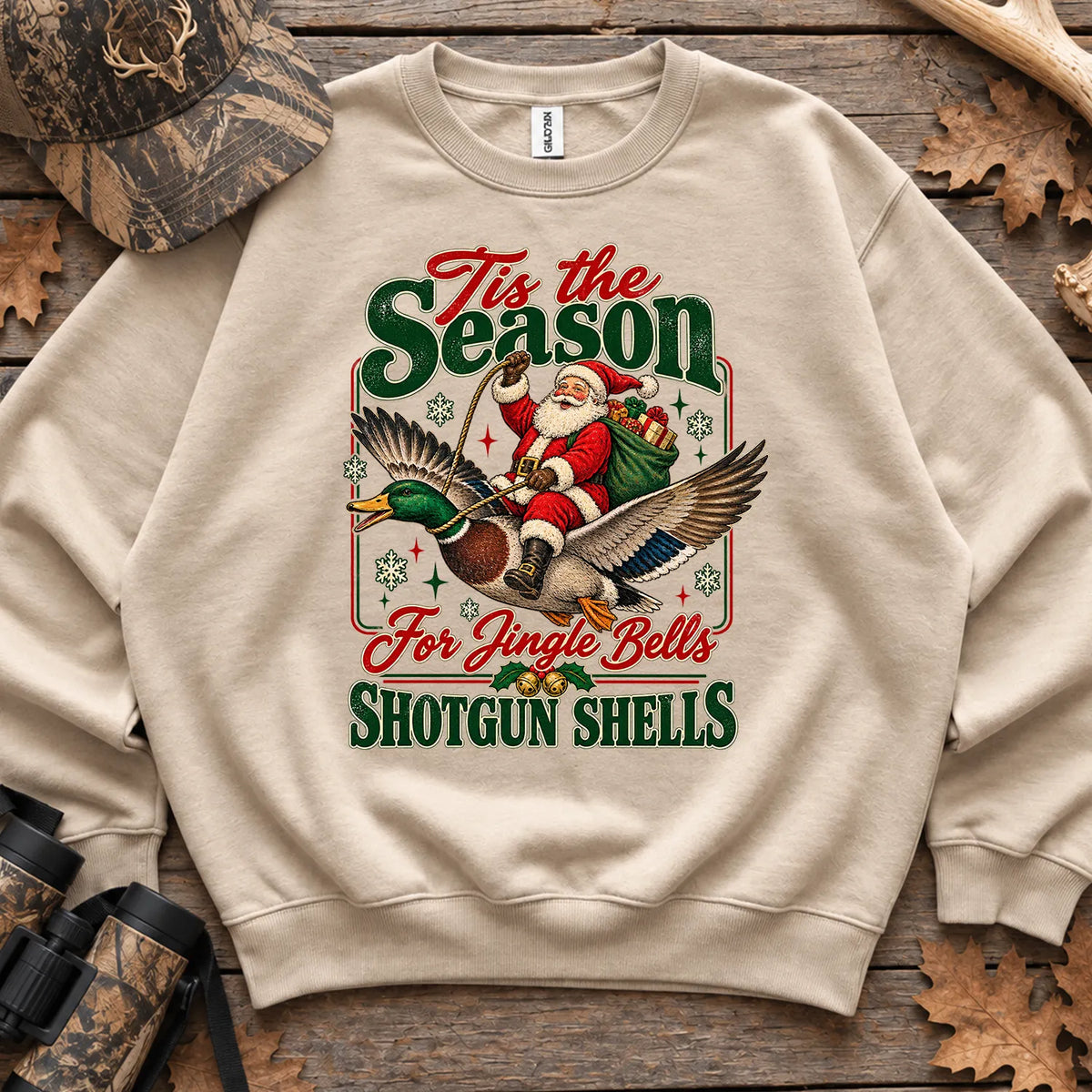 Duck Hunting Christmas Sweatshirt in Sand