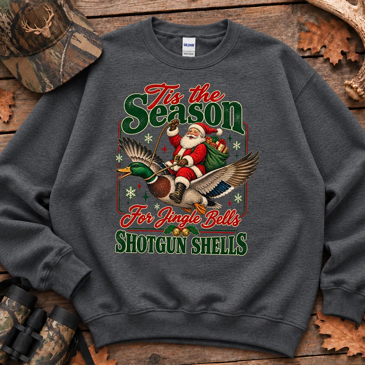 Duck Hunting Christmas Sweatshirt in Dark Heather