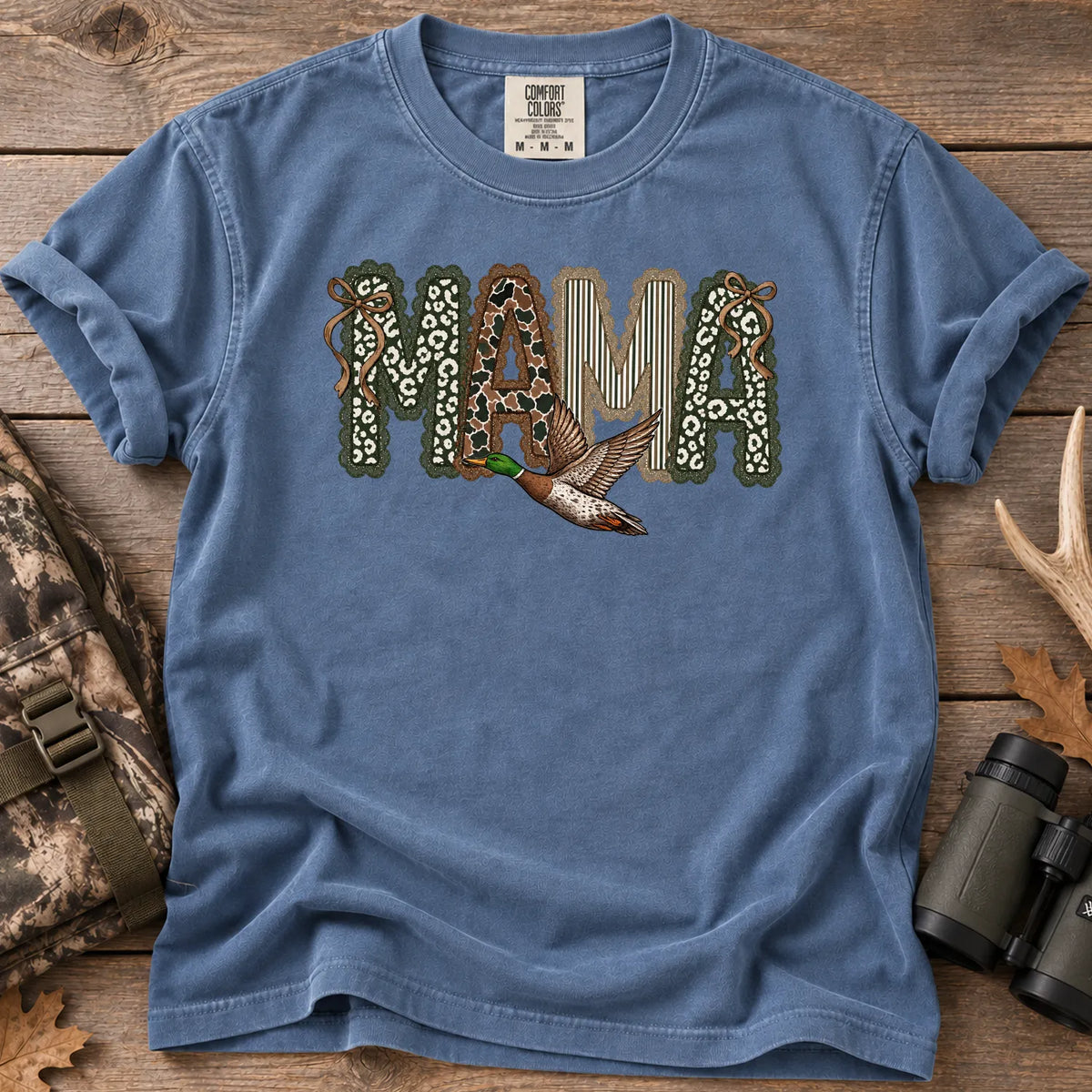 Duck Hunting Mama T-Shirt in Blue Jean