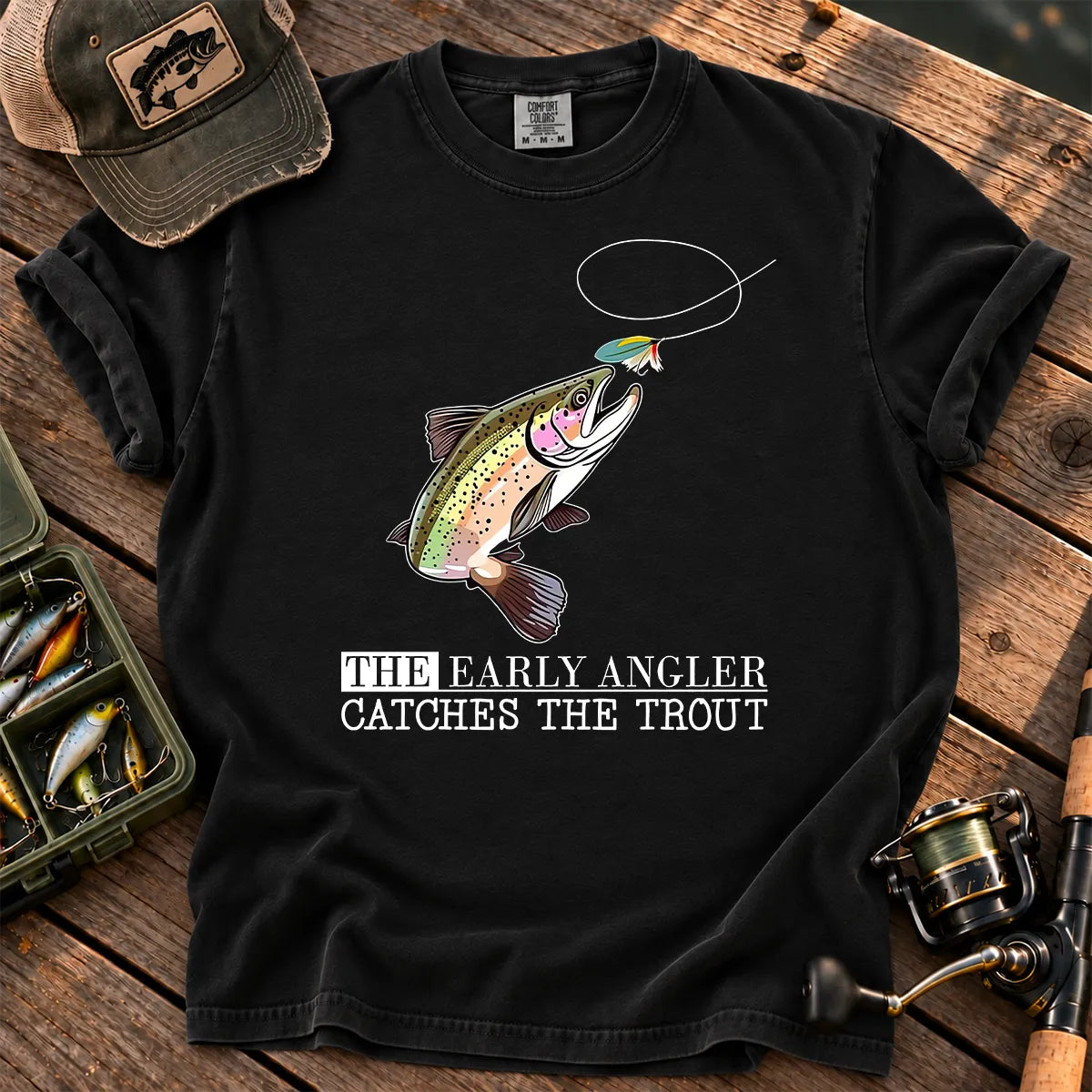 Early Angler Trout T-Shirt in Black