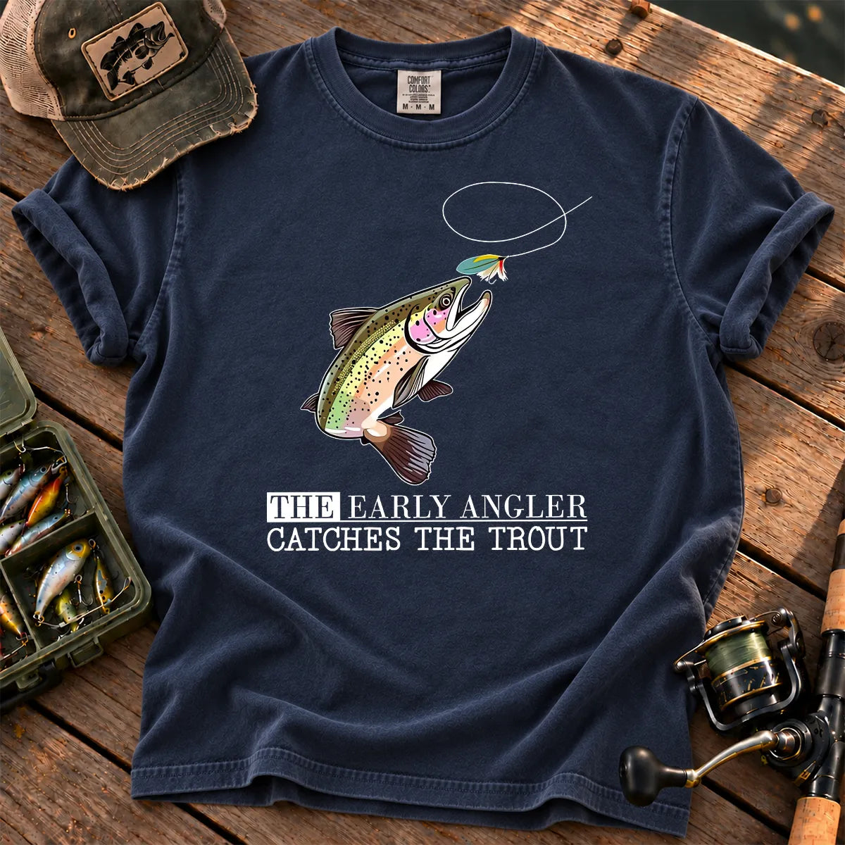 Early Angler Trout T-Shirt in True Navy