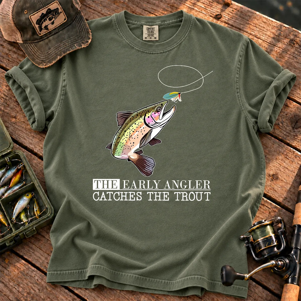 Early Angler Trout T-Shirt in Moss