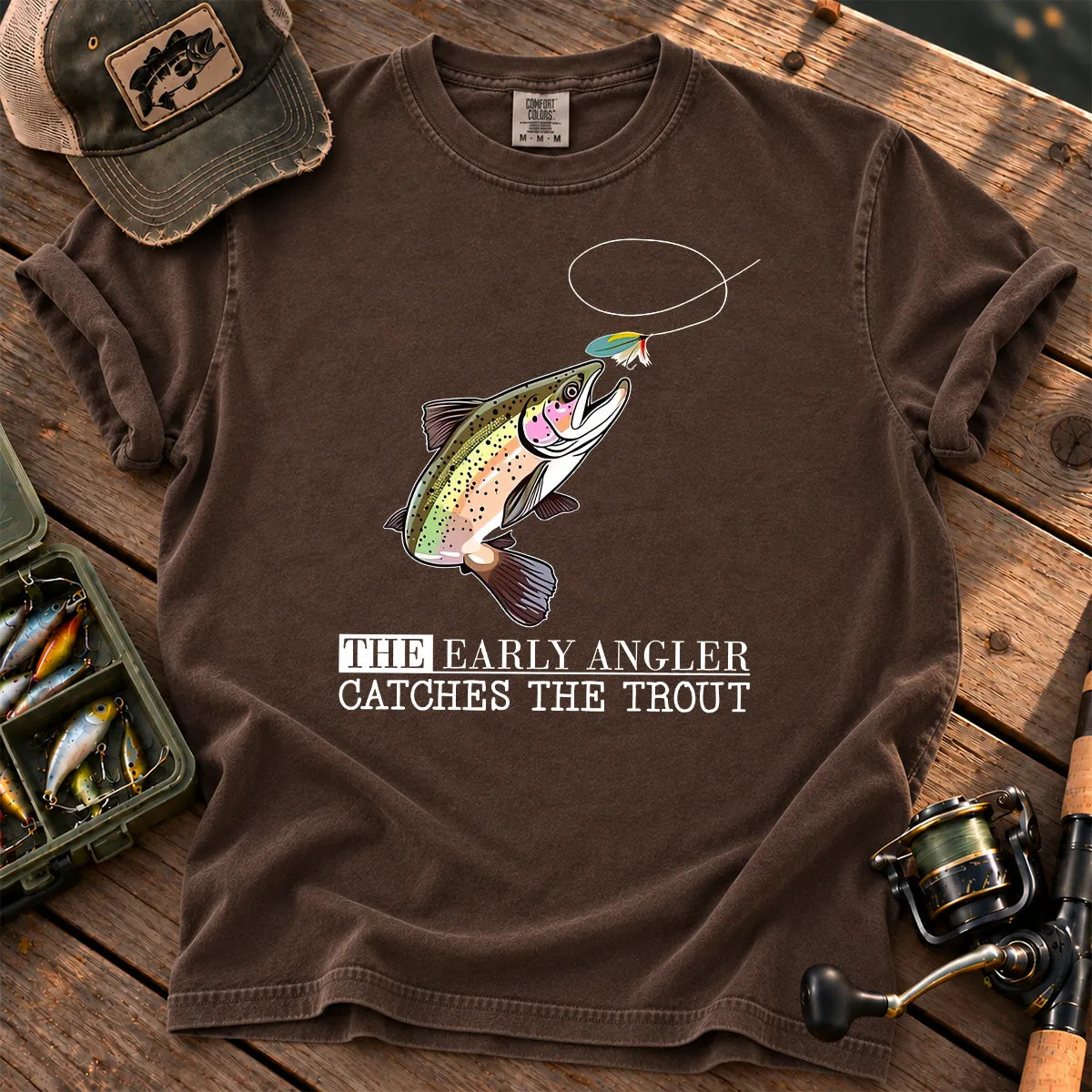 Early Angler Trout T-Shirt in Espresso