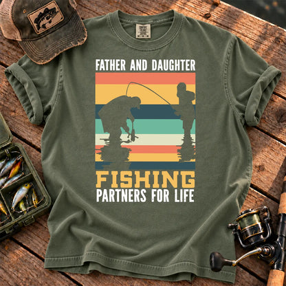 Father and Daughter Fishing T-Shirt in Moss