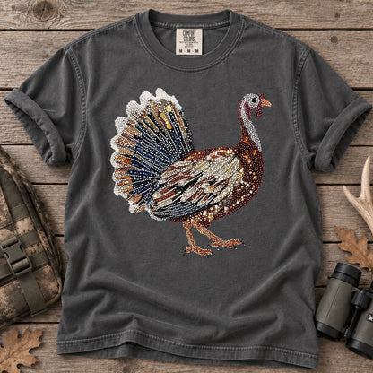 Faux Rhinestone Turkey T-Shirt in Pepper