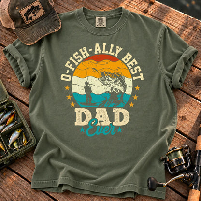 Fish Ally Best Dad Ever T-Shirt in Moss