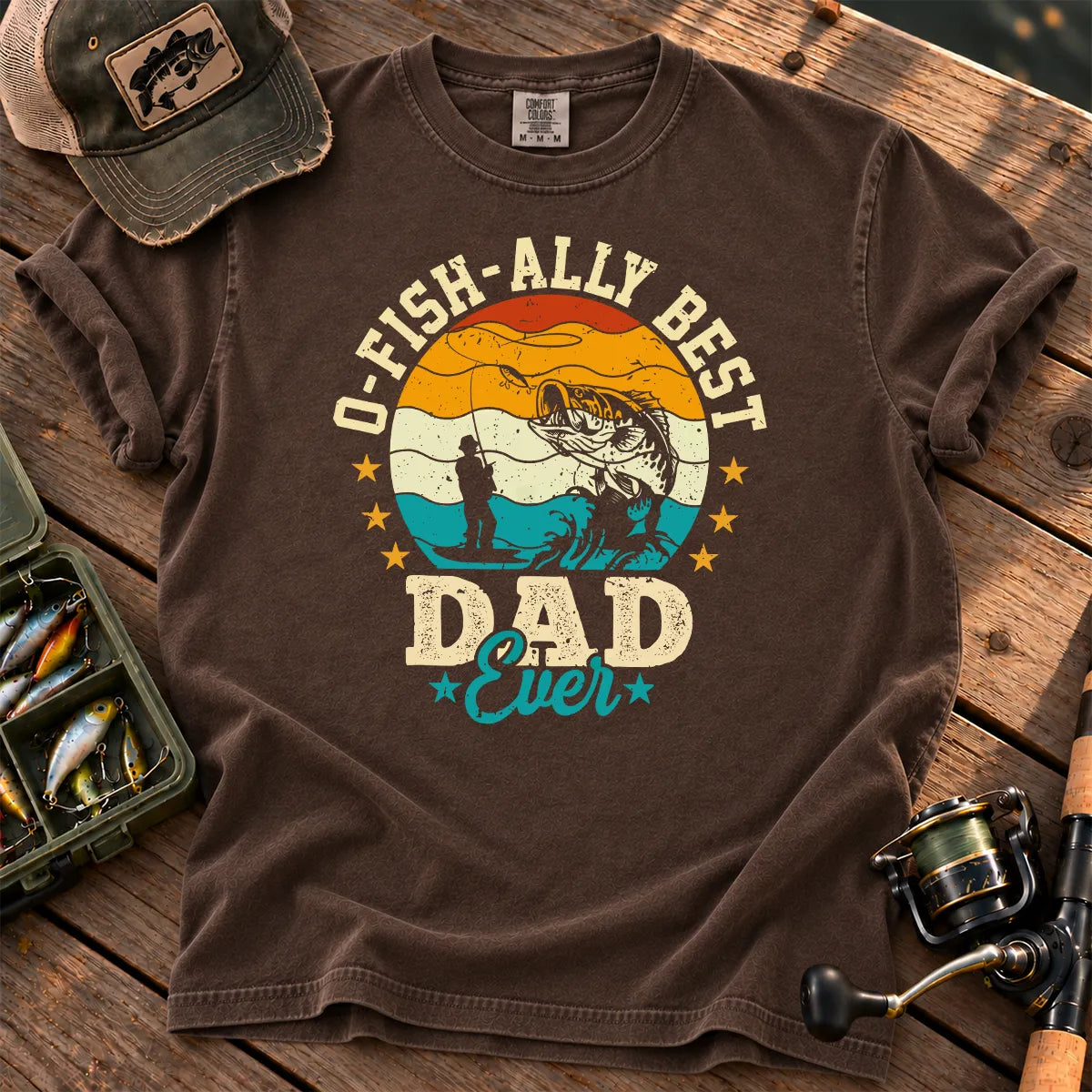 Fish Ally Best Dad Ever T-Shirt in Espresso