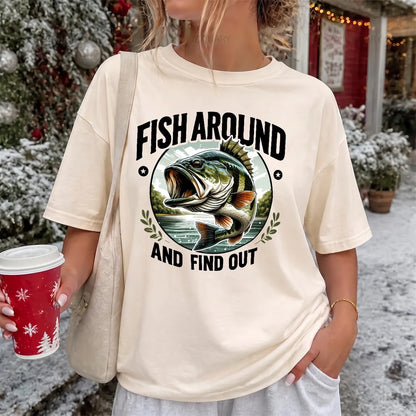 Fish Around and Find Out T-Shirt Women model in Ivory