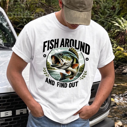 Fish Around and Find Out T-Shirt Men model in White