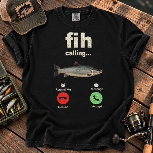 Fish Calling T-Shirt in Black
