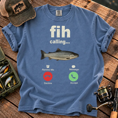 Fish Calling T-Shirt in Blue Jean
