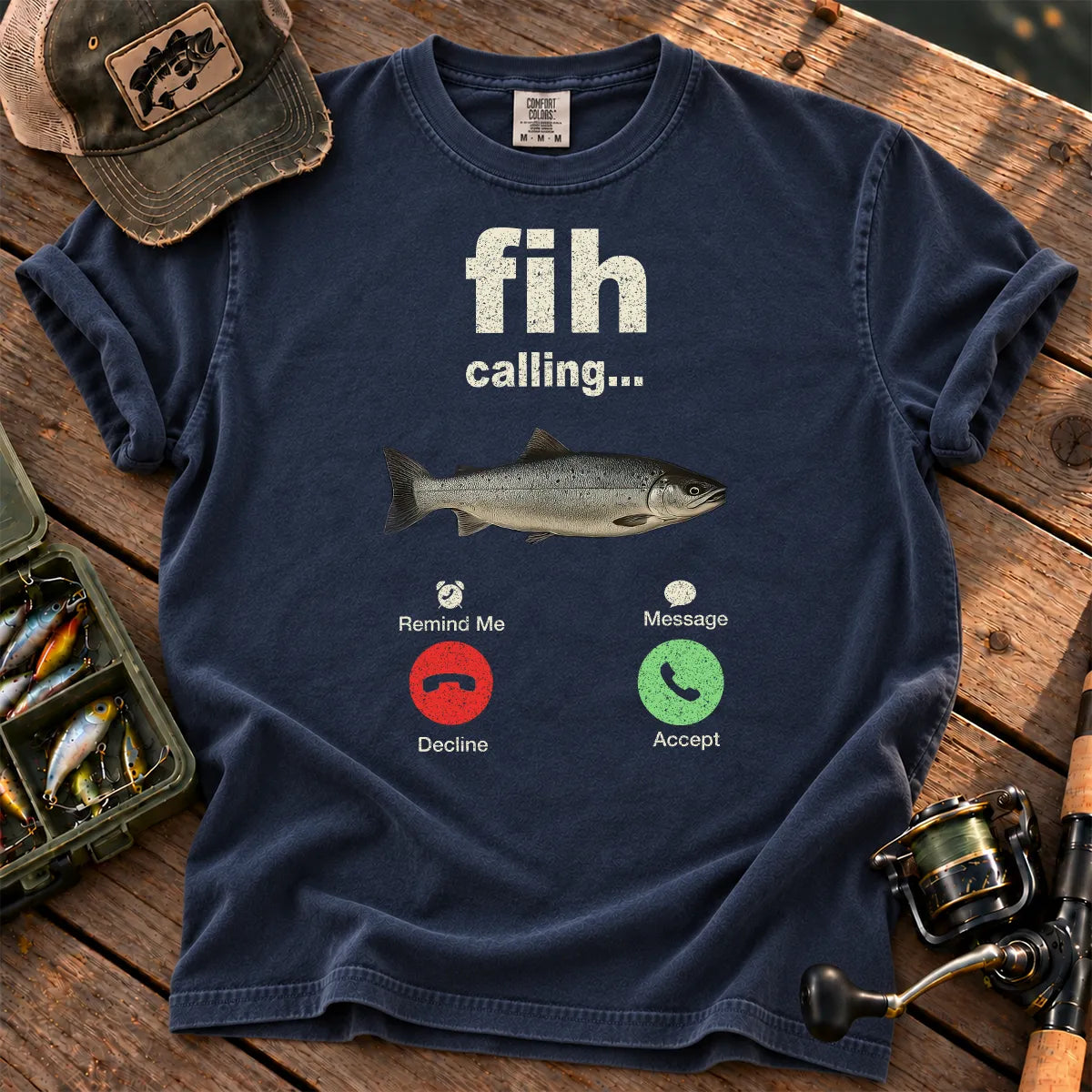 Fish Calling T-Shirt in True Navy
