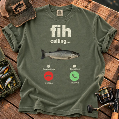 Fish Calling T-Shirt in Moss