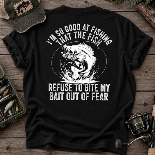 Fish Refuse to Bite My Bait Bass Fishing T-Shirt in Black