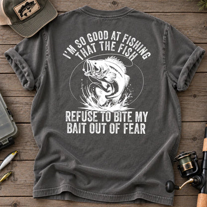 Fish Refuse to Bite My Bait Bass Fishing T-Shirt in Pepper
