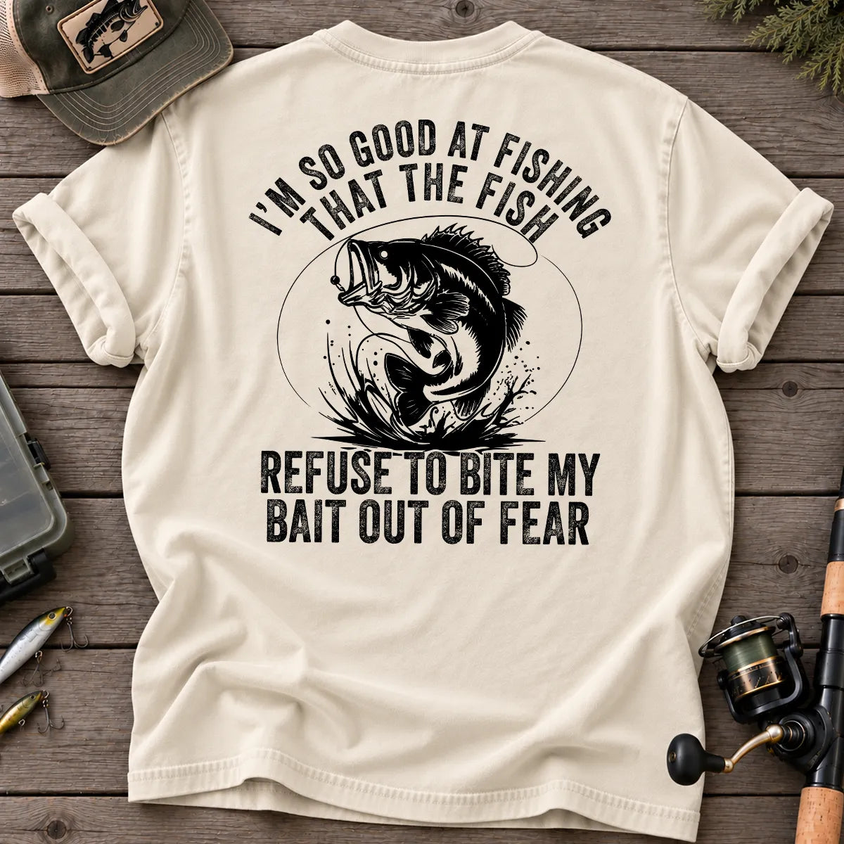 Fish Refuse to Bite My Bait Bass Fishing T-Shirt in Ivory