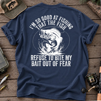 Fish Refuse to Bite My Bait Bass Fishing T-Shirt in True Navy