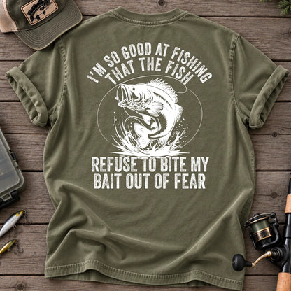 Fish Refuse to Bite My Bait Bass Fishing T-Shirt in Moss