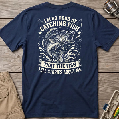Fish Tell Stories About Me Splash T-Shirt in Navy