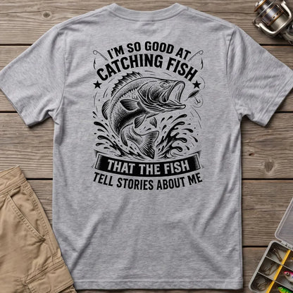 Fish Tell Stories About Me Splash T-Shirt in Sport Grey