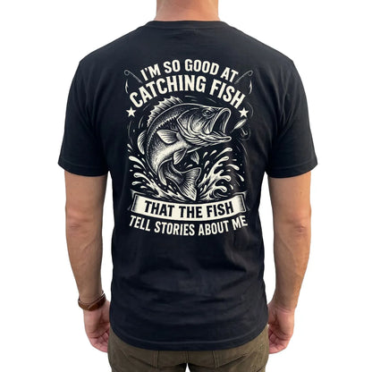 Fish Tell Stories About Me Splash T-Shirt lifestyle mockup