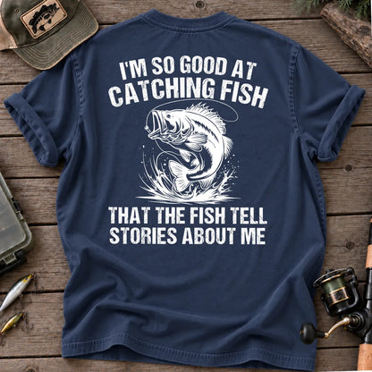 Fish Tell Stories About Me T-Shirt in True Navy