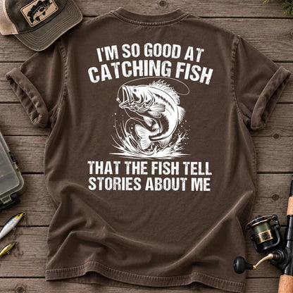 Fish Tell Stories About Me T-Shirt in Espresso