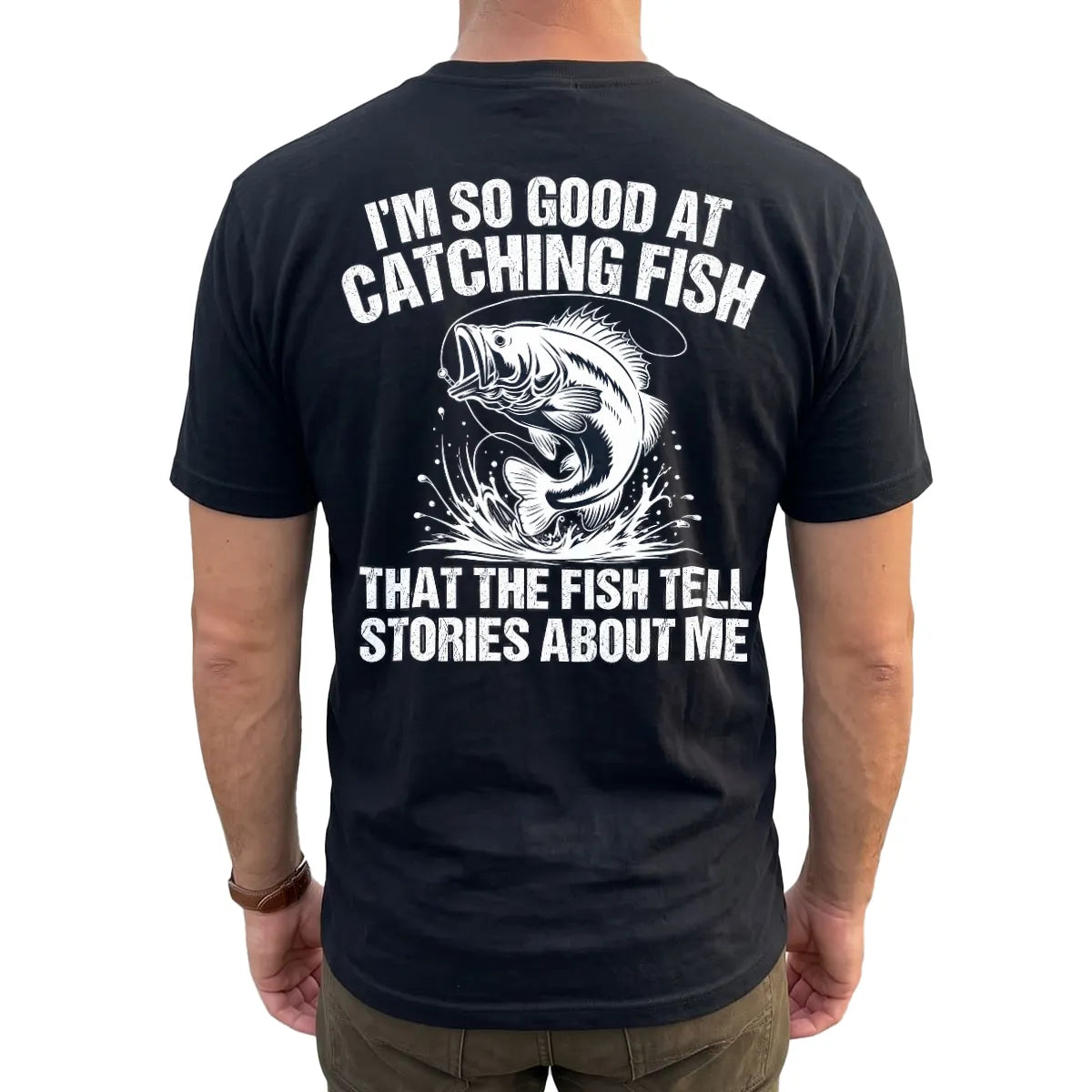 Fish Tell Stories About Me T-Shirt lifestyle mockup