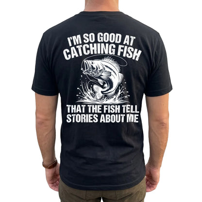 Fish Tell Stories About Me T-Shirt lifestyle mockup