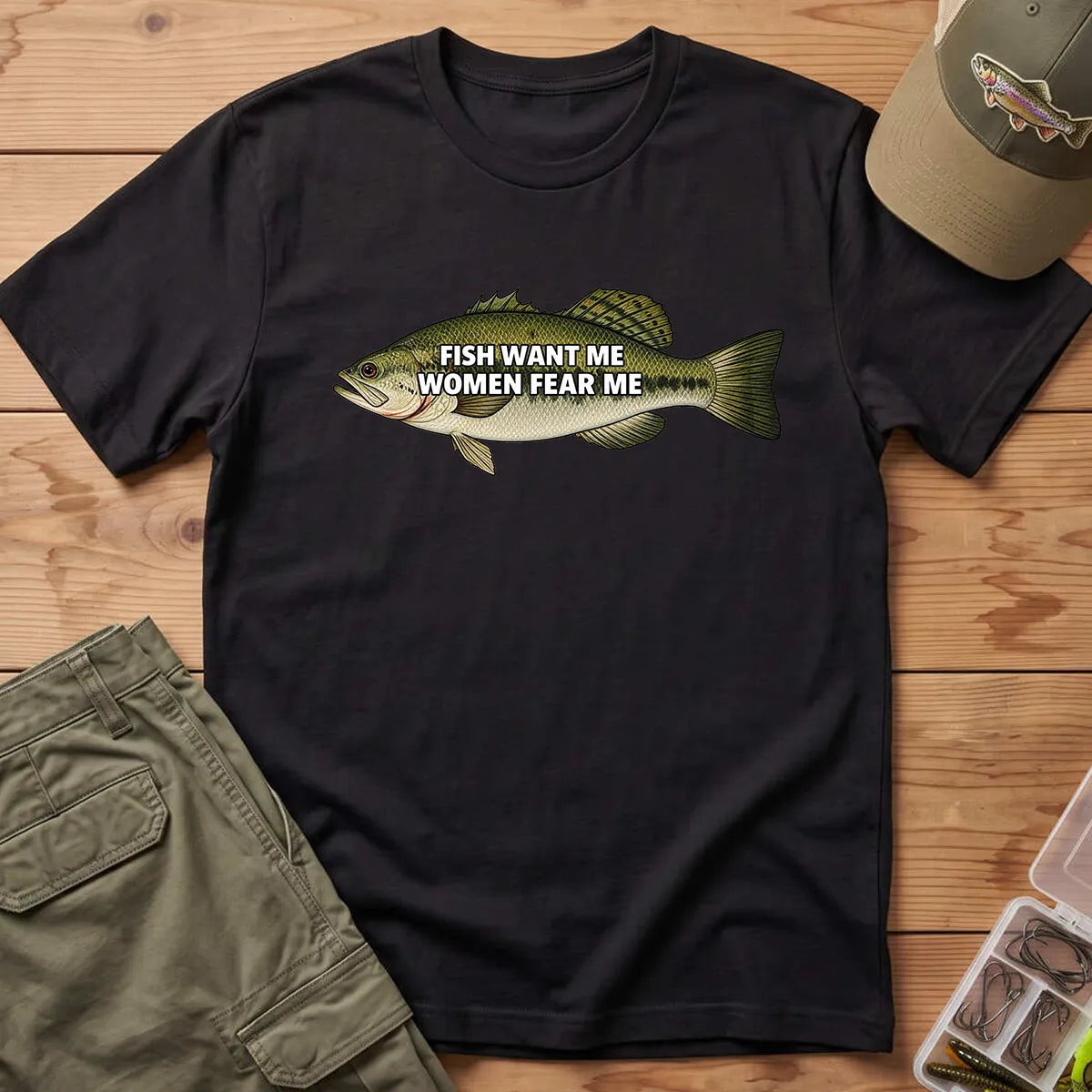 Fish Want Me Women Fear Me T-Shirt in Black