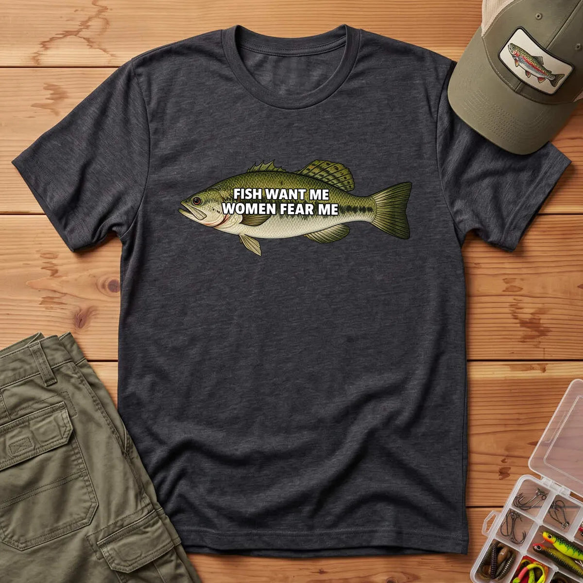 Fish Want Me Women Fear Me T-Shirt in Dark Heather